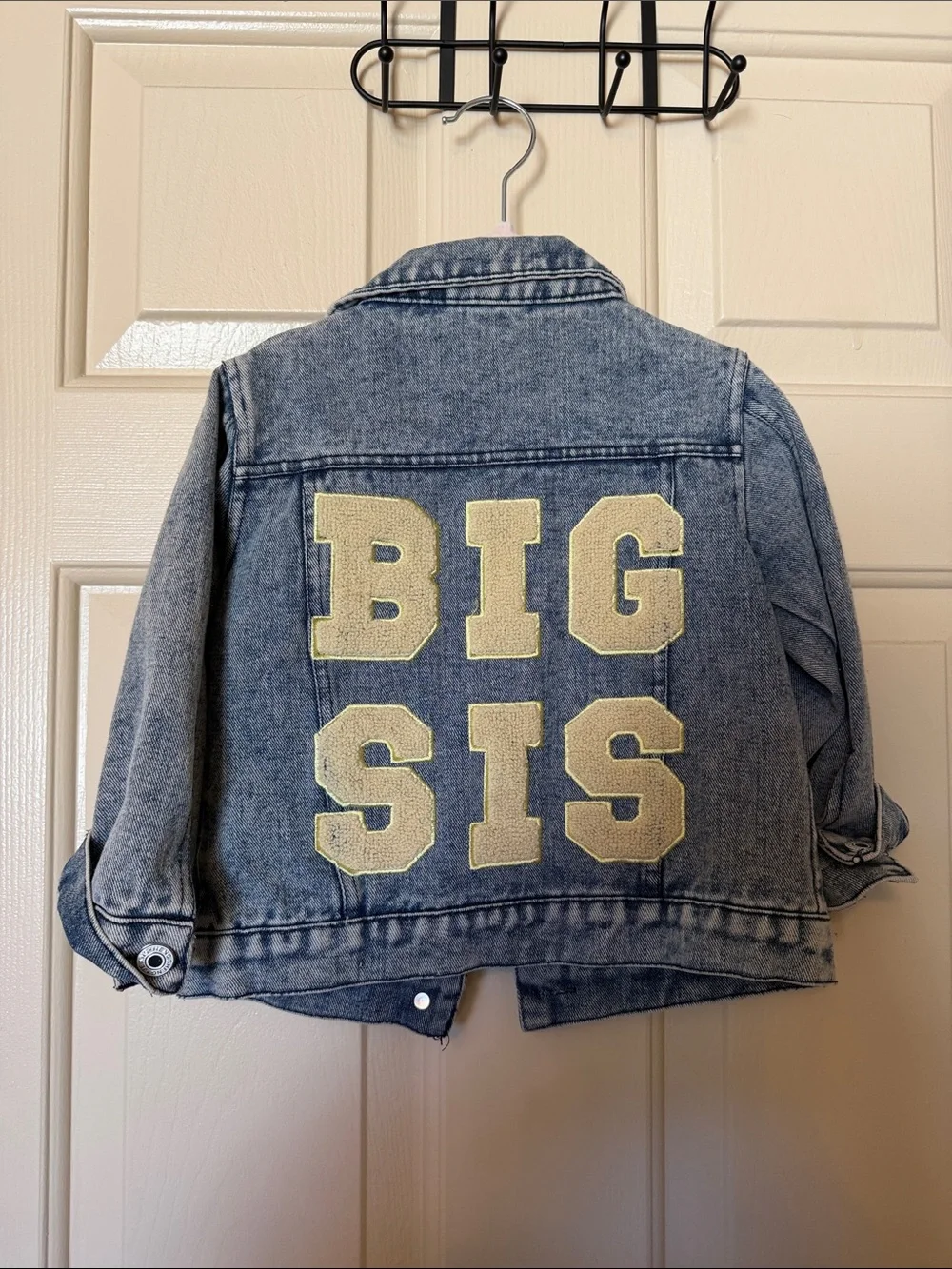 Kids Denim Jacket “ Big Sis” - Light Blue Jean Jacket